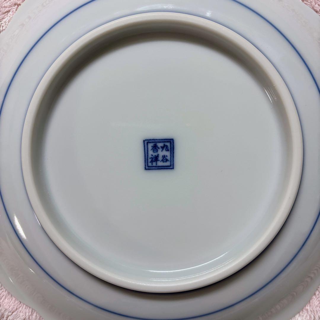 九谷焼　香祥窯　色絵小紋　6号皿揃 中皿　花形皿　盛皿　18.5cm