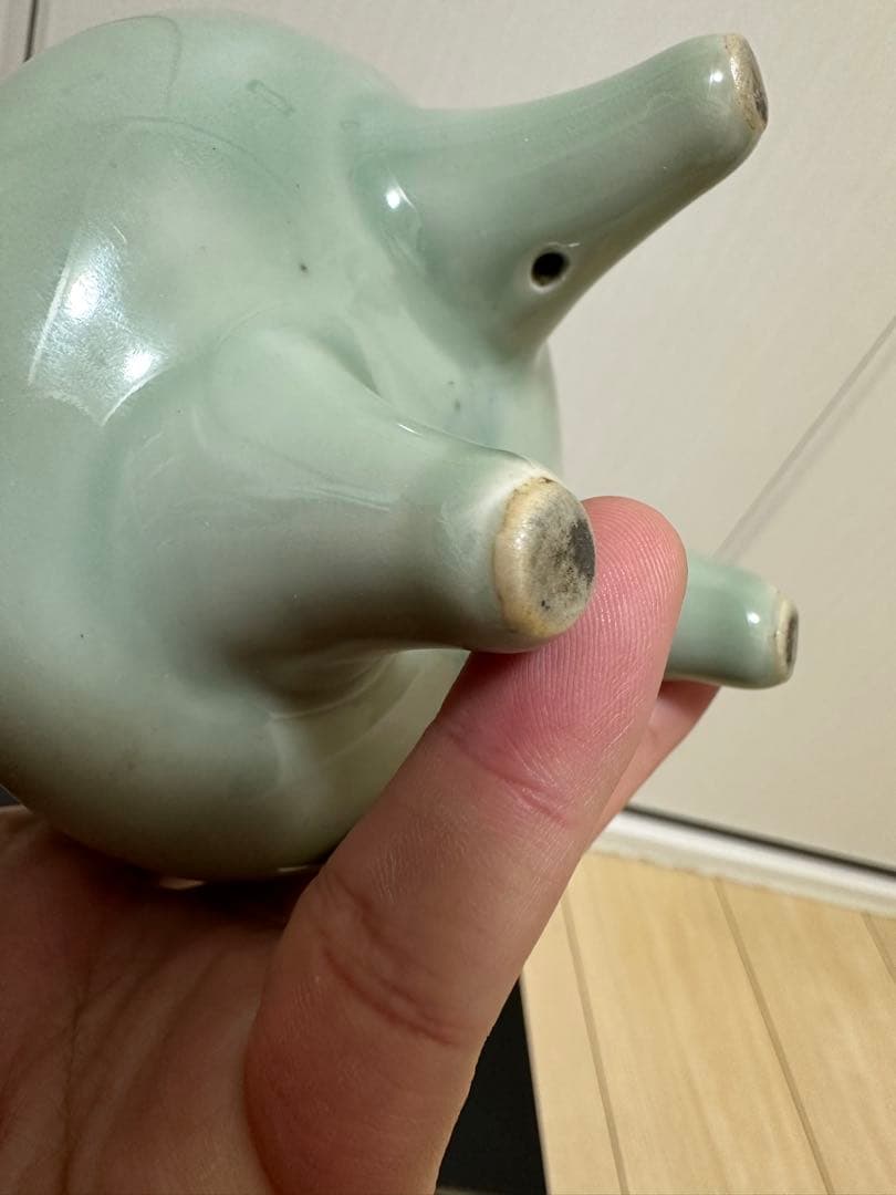 中国　青磁香炉　清時代　純銀刻印　火屋65g骨董古美術　アンティーク