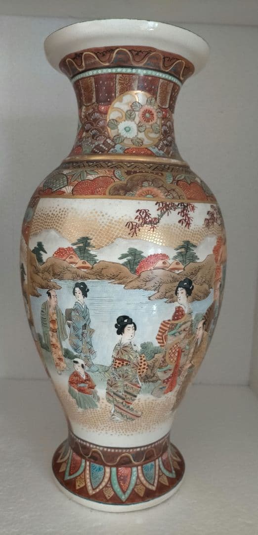 薩摩焼　保土田造　明治時代　花瓶　一対　pair