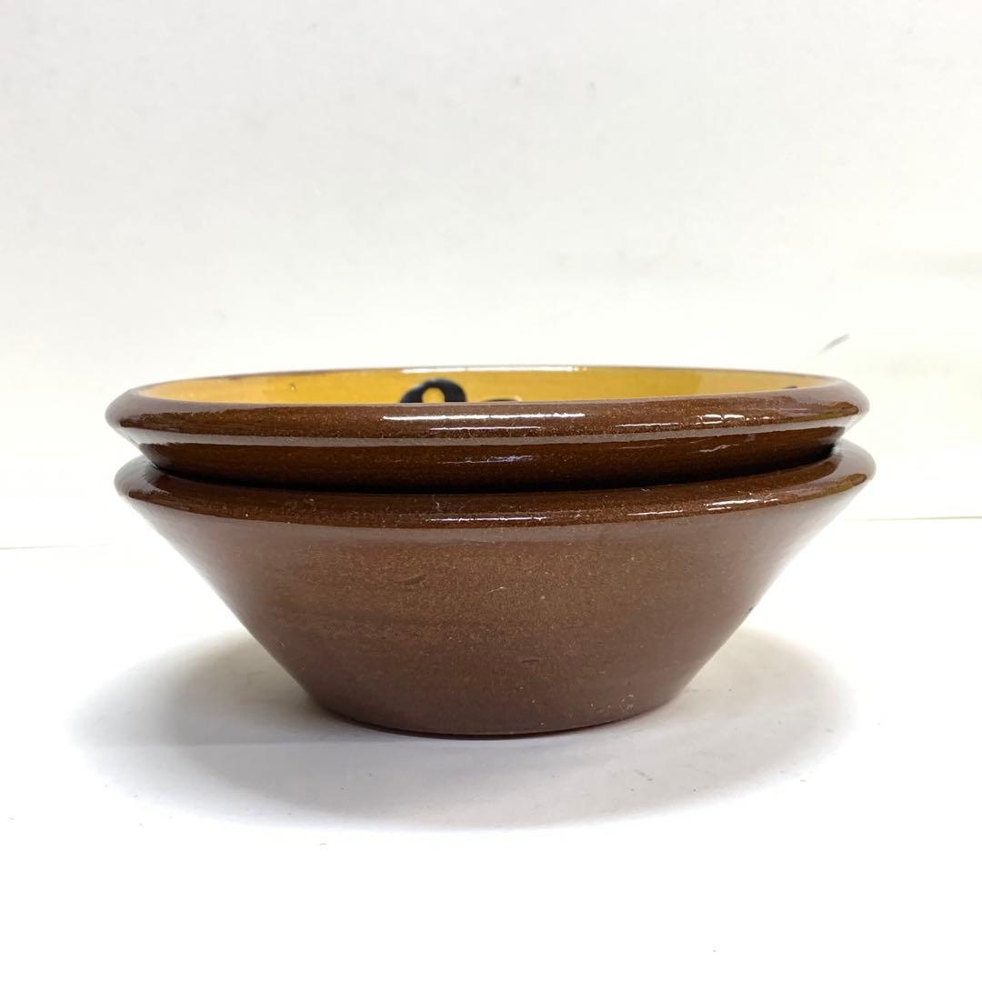 布志名焼 深鉢 ２点 直径17.6 cm スリップウエア 民藝 レトロ