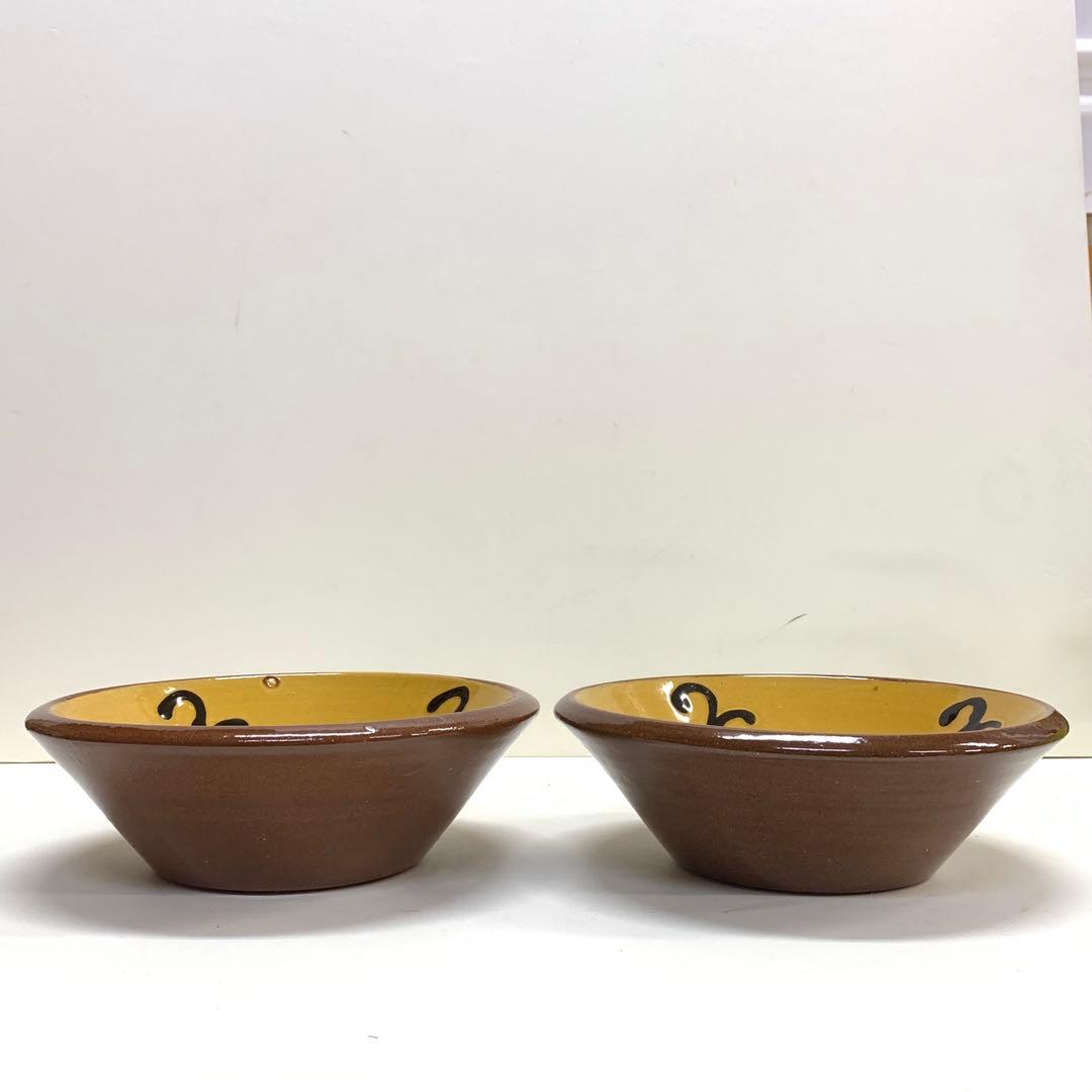 布志名焼 深鉢 ２点 直径17.6 cm スリップウエア 民藝 レトロ
