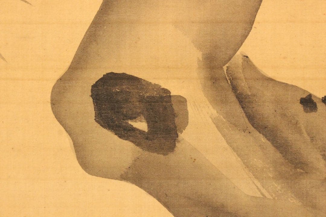 No5896 掛軸　在印　川端玉章　柳蔭兜虫図　絹本　共箱　古美術　送料無料