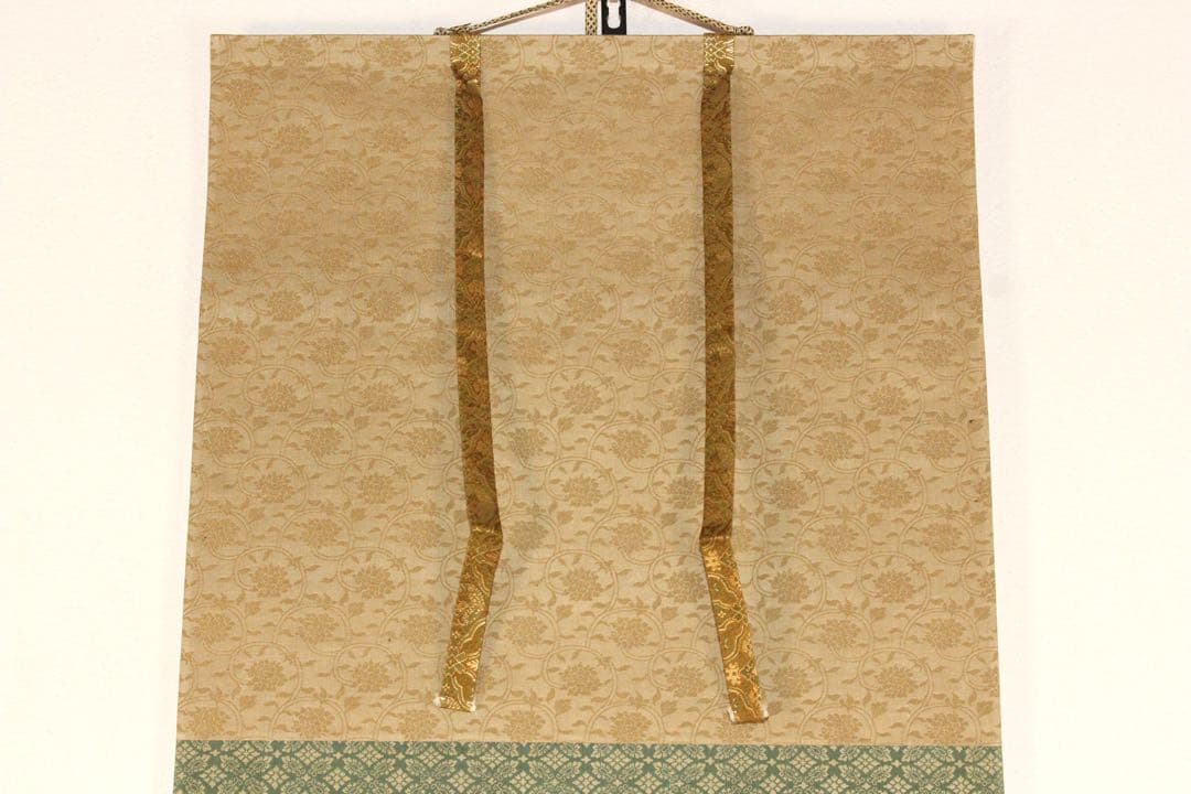 No5896 掛軸　在印　川端玉章　柳蔭兜虫図　絹本　共箱　古美術　送料無料