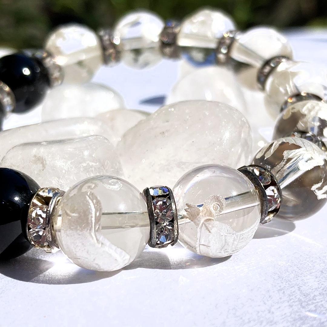 今日の目玉50％OFF【諸願成就】九生龍子 オニキス 水晶 ブレスレット