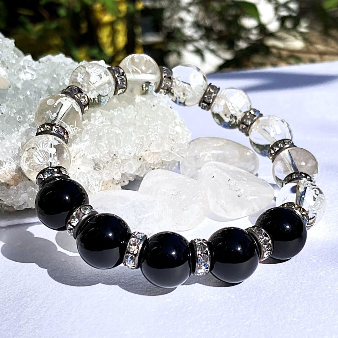 今日の目玉50％OFF【諸願成就】九生龍子 オニキス 水晶 ブレスレット