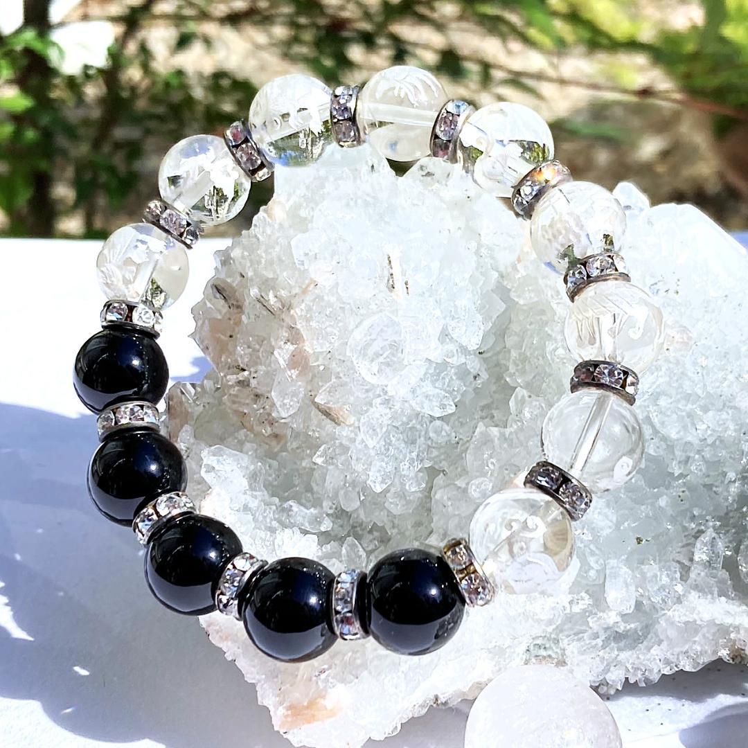 今日の目玉50％OFF【諸願成就】九生龍子 オニキス 水晶 ブレスレット