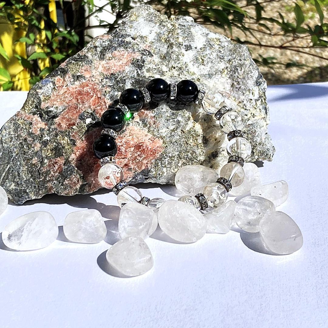 今日の目玉50％OFF【諸願成就】九生龍子 オニキス 水晶 ブレスレット