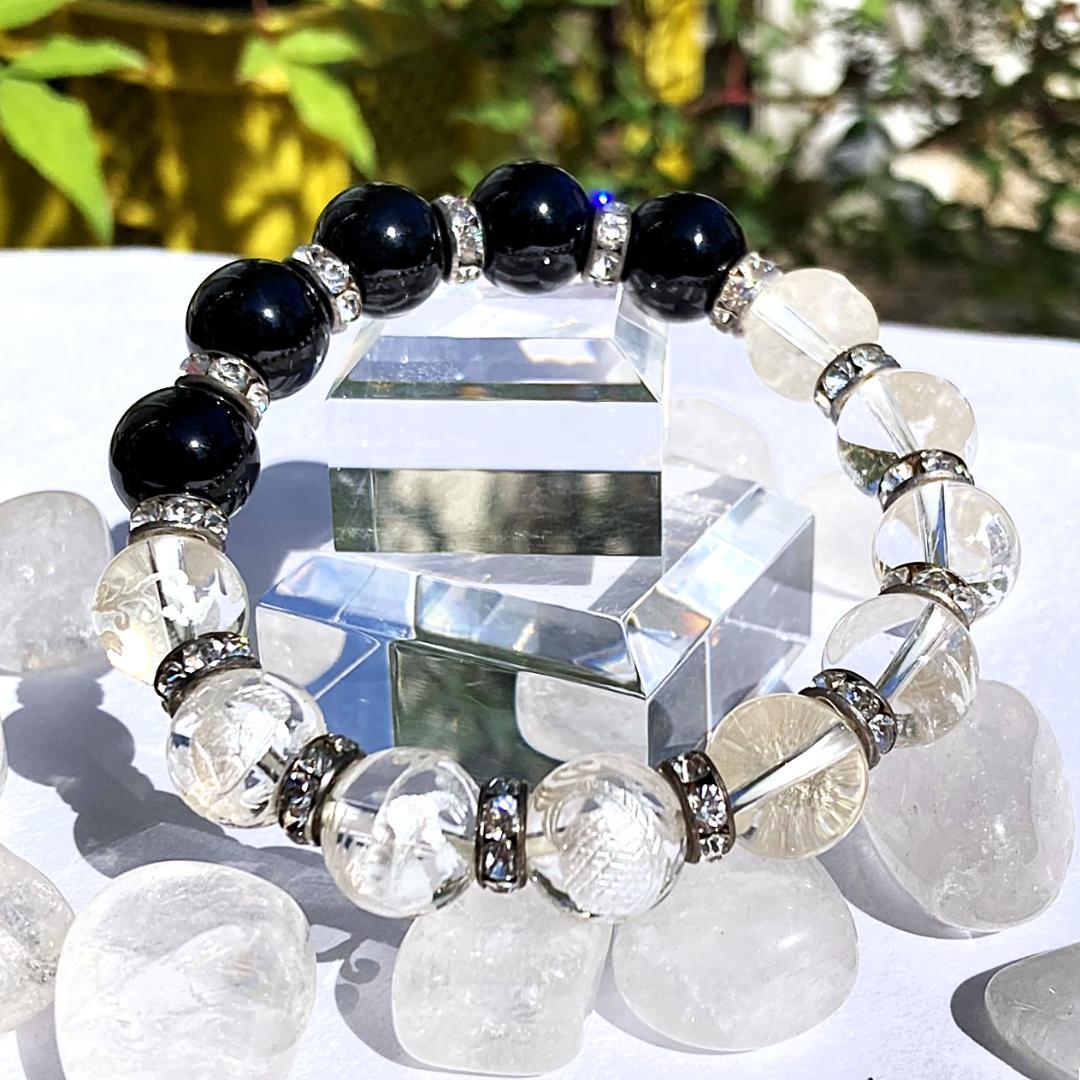 今日の目玉50％OFF【諸願成就】九生龍子 オニキス 水晶 ブレスレット