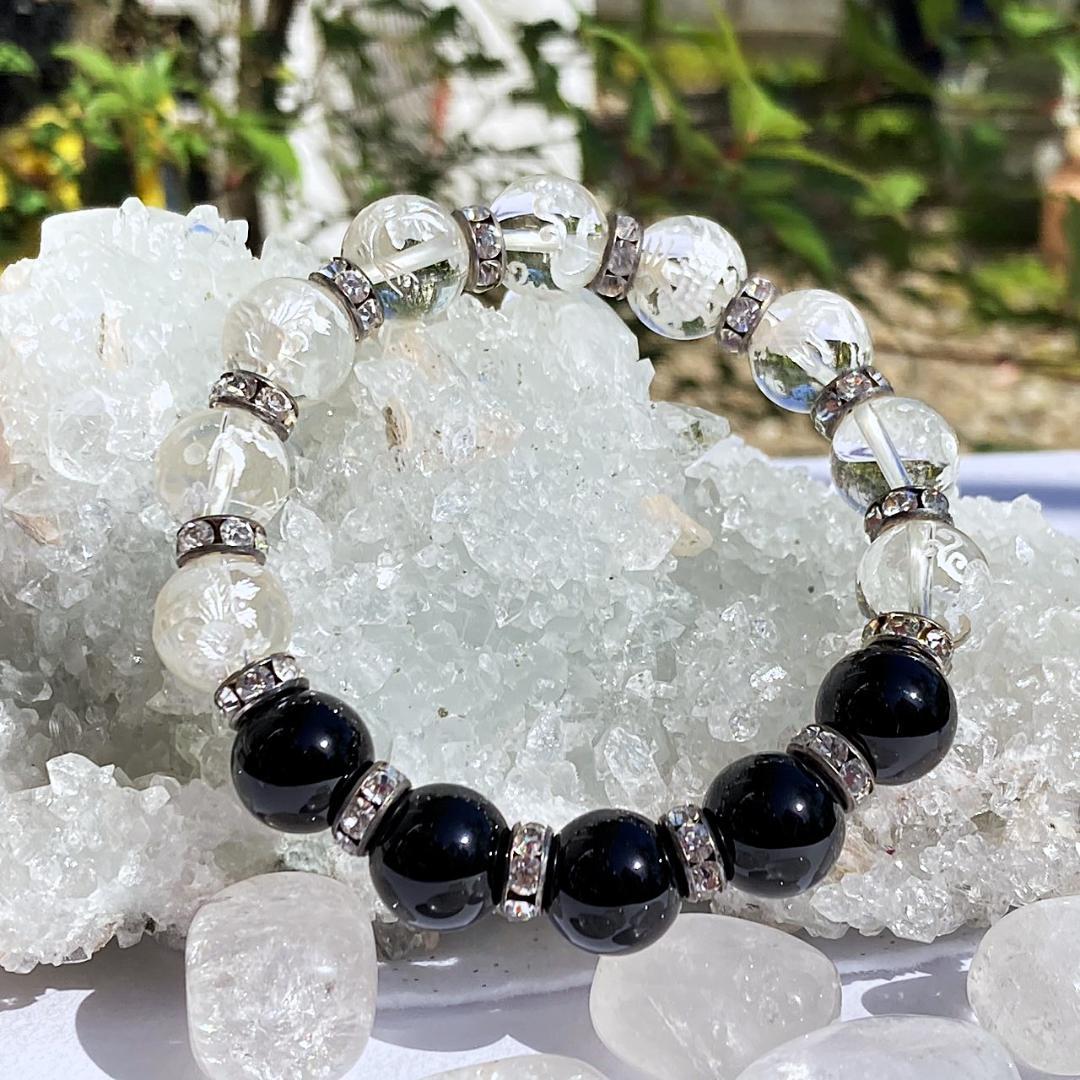 今日の目玉50％OFF【諸願成就】九生龍子 オニキス 水晶 ブレスレット