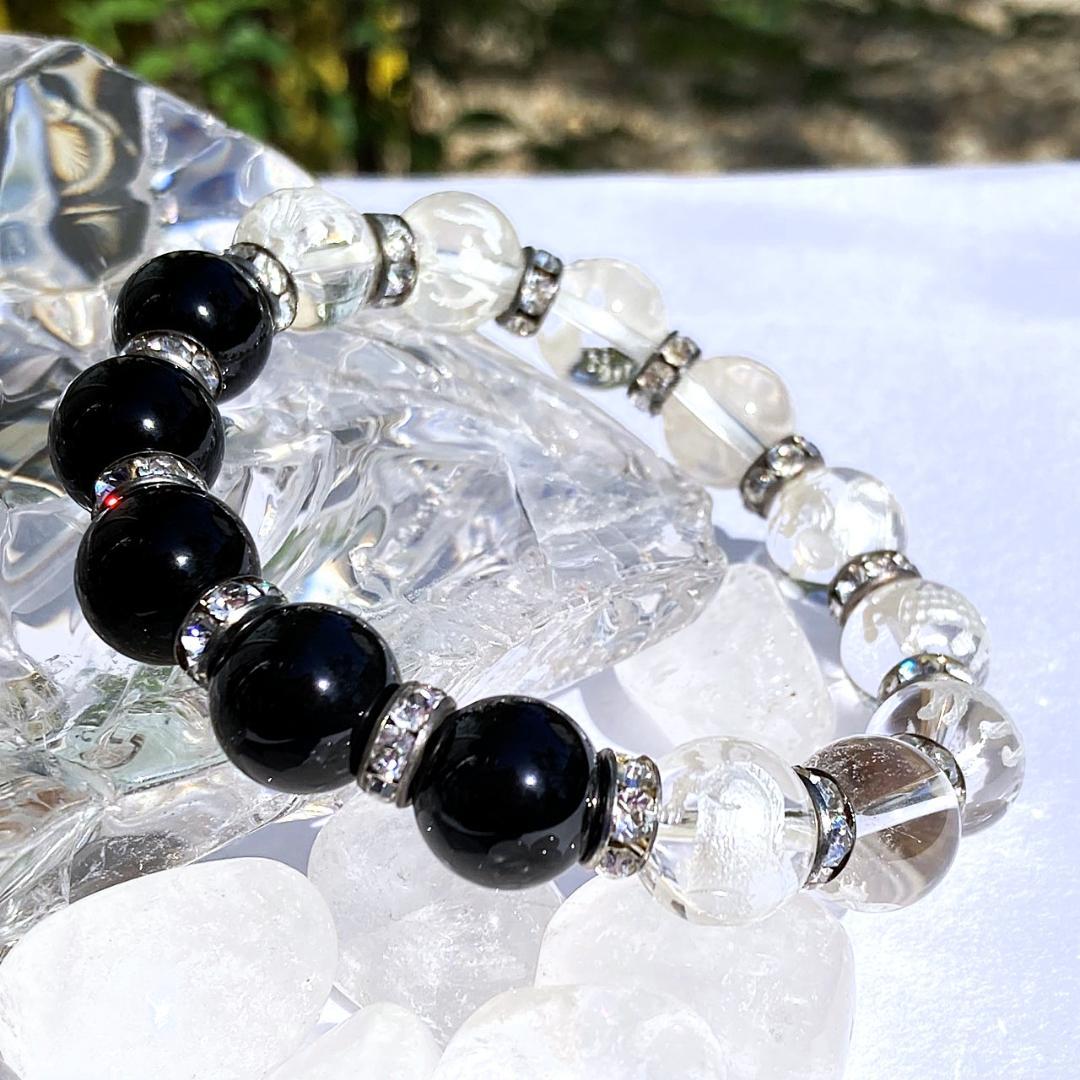 今日の目玉50％OFF【諸願成就】九生龍子 オニキス 水晶 ブレスレット