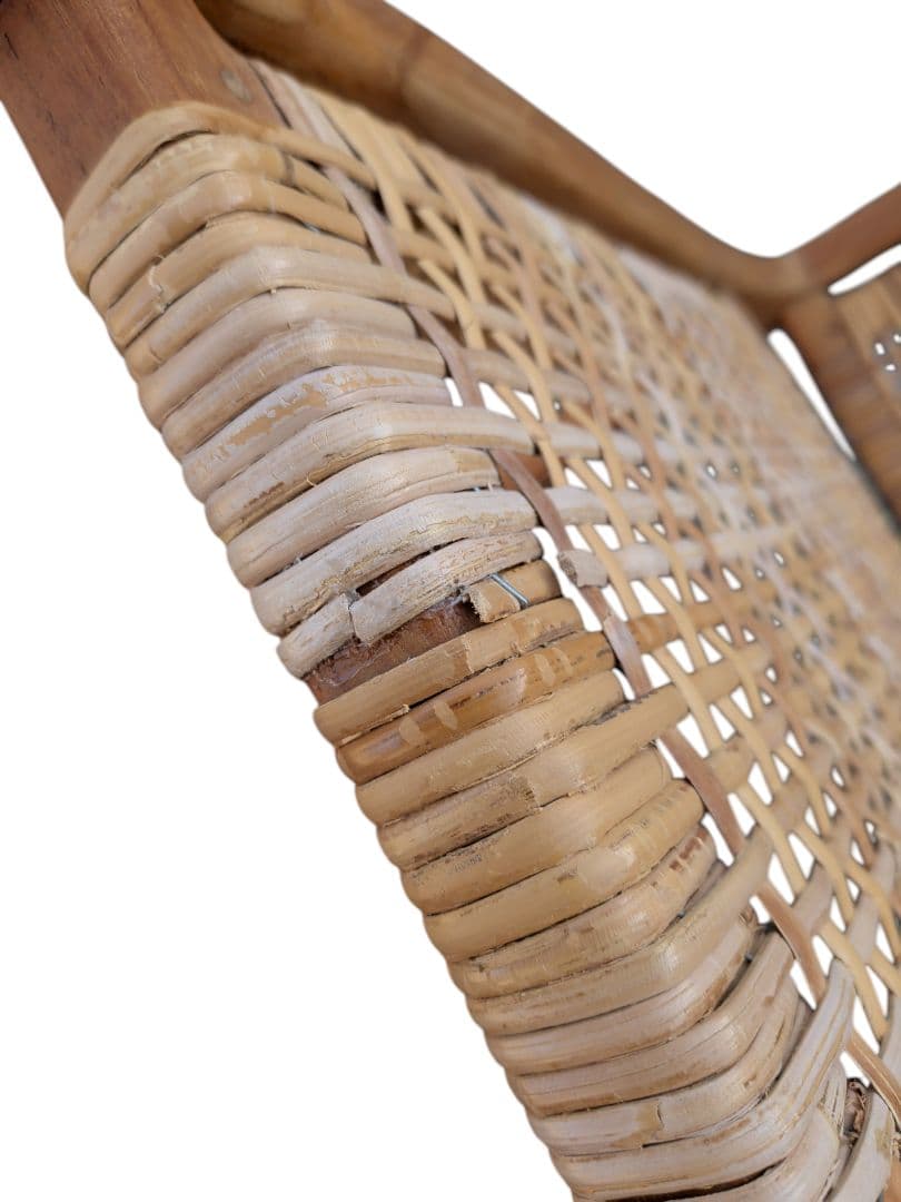 ラタン ラウンジチェア チーク無垢材 ローチェア アジアン家具