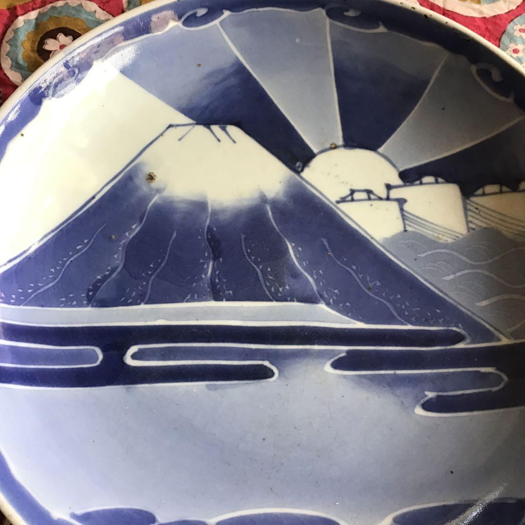 富士山の図柄　絵皿　骨董　焼物　 古伊万里