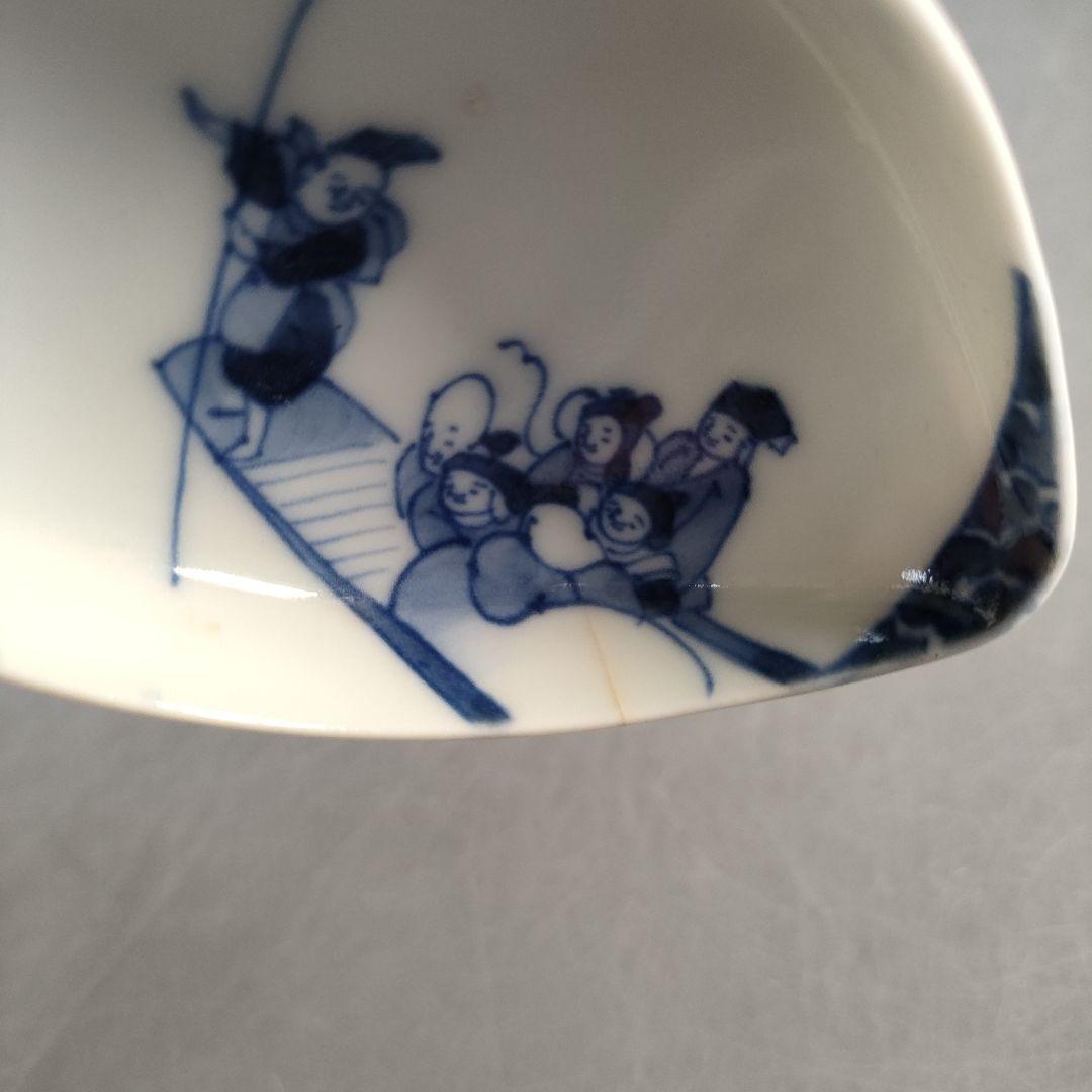 A1284-4/三川内焼/平戸嘉久正窯/染付人物文銘々皿 大10客・小10客/