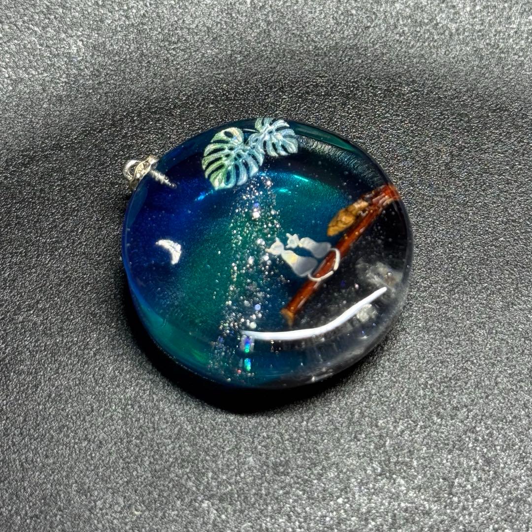 〜ニッキー様〜天然石　レジンネックレス　【猫夜空】