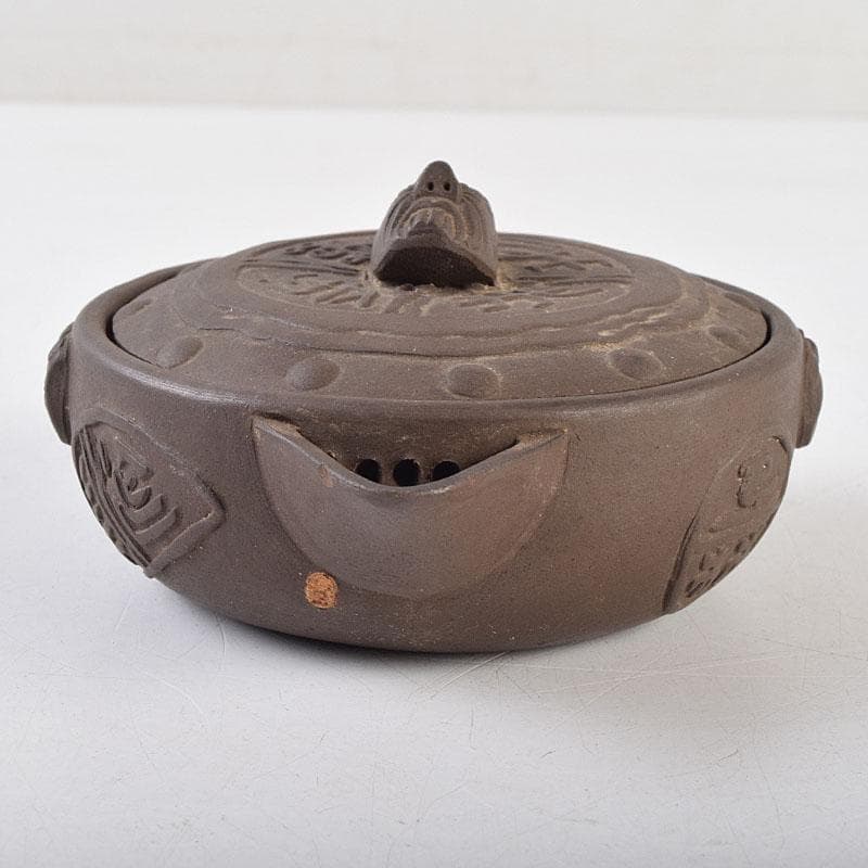 中国　紫砂　朱泥　漢詩人物文　宝瓶　急須　茶壷　C　R9477