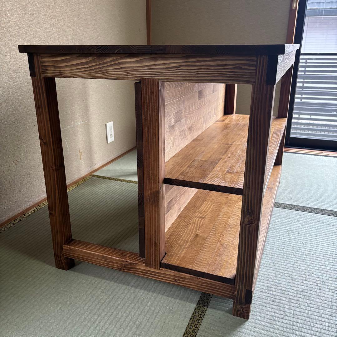 ハンドメイド　カウンター収納付　テーブル　オーダー受け付けます。