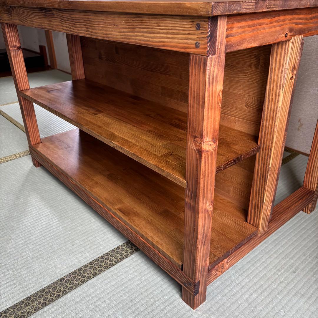 ハンドメイド　カウンター収納付　テーブル　オーダー受け付けます。