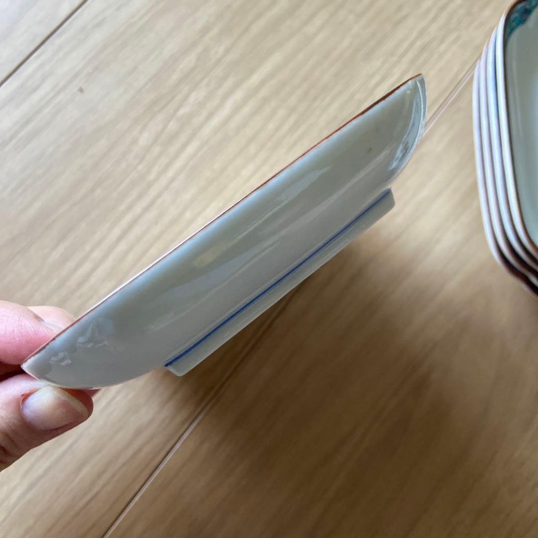 九谷焼 青郊窯 小皿5枚セット 鳥と植物の絵柄／角皿16cm