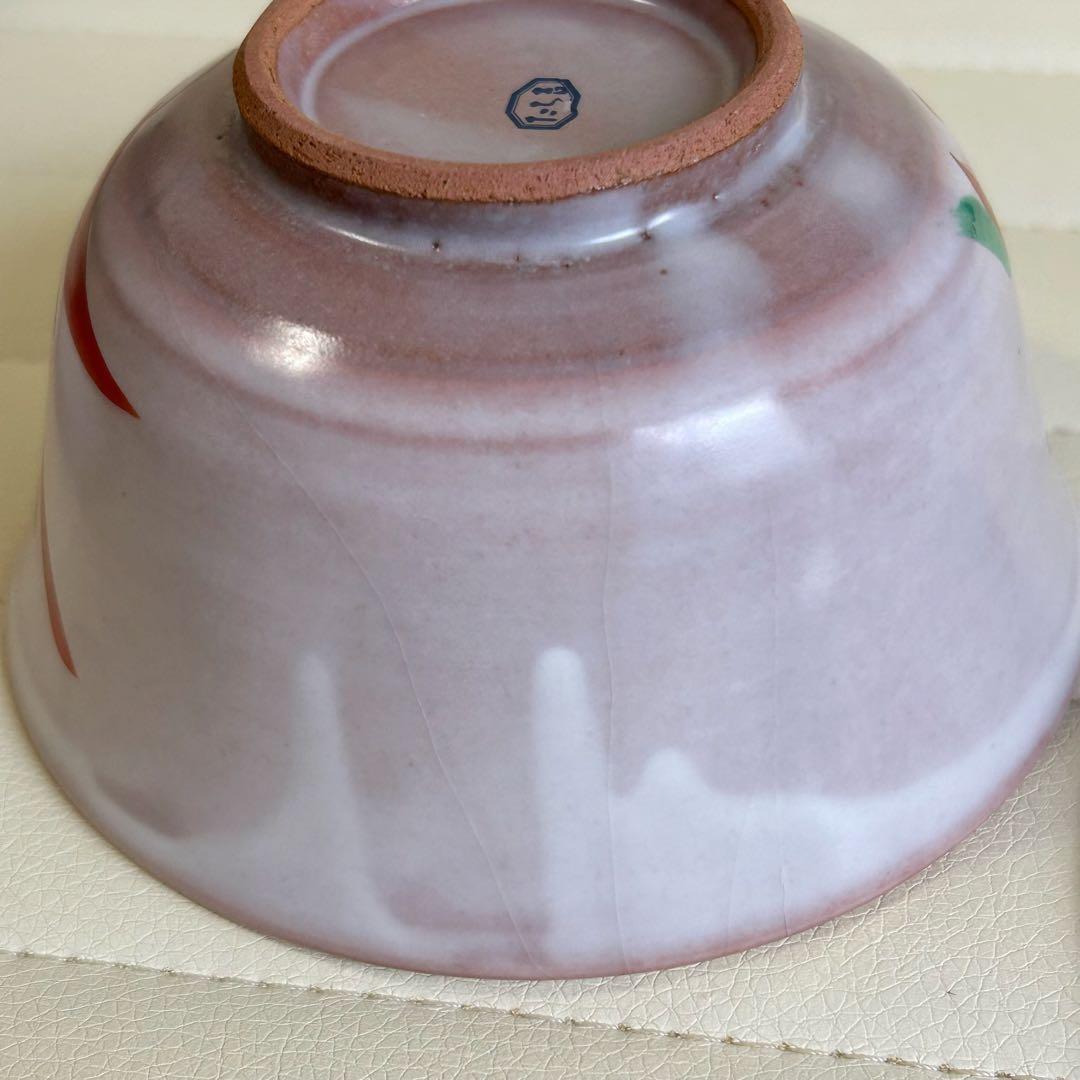 たち吉　萩釉赤絵　蓋付き碗揃　5客セット　飯碗　煮物碗　雑煮碗　土物　ピンク