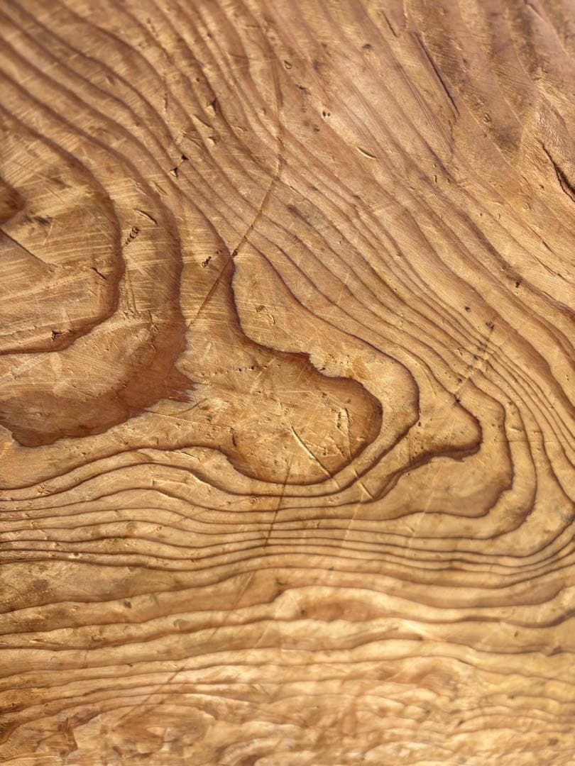 アンティーク な大きめくり抜き盆　丸盆　古民芸　古民具　無垢材ボウル ナチュラル