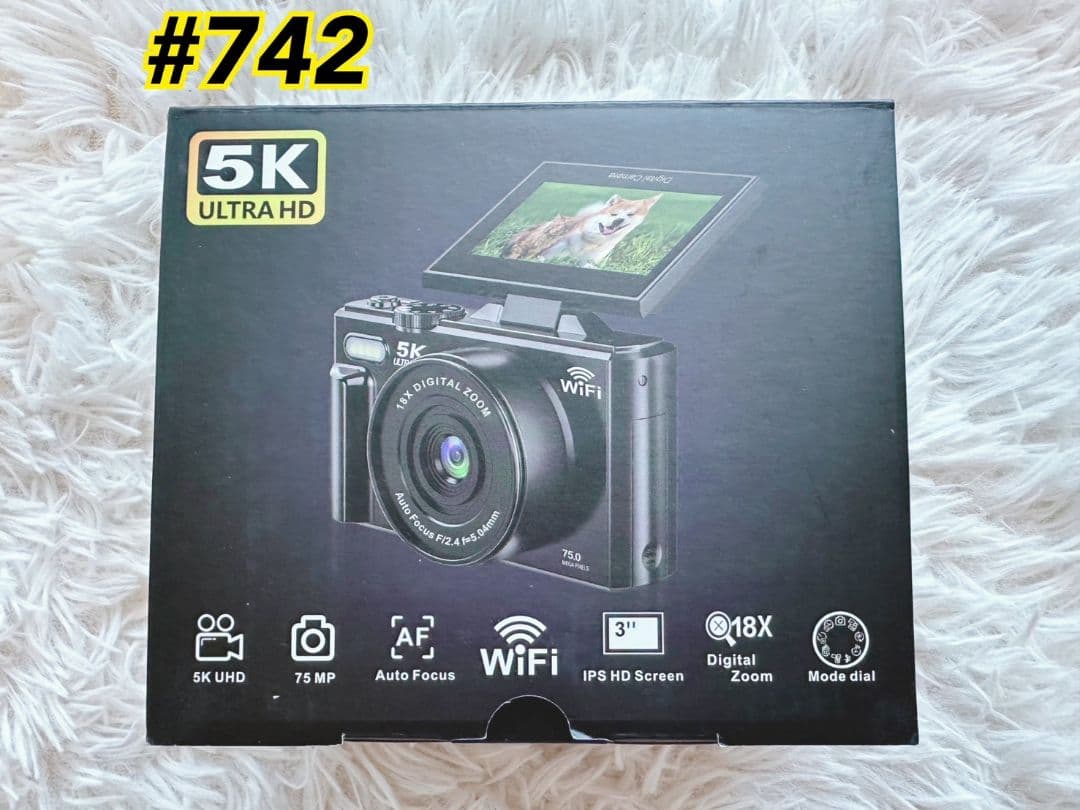 デジカメ 5K 7500万画素 18倍デジタルズーム 32GBマイクロSDカード