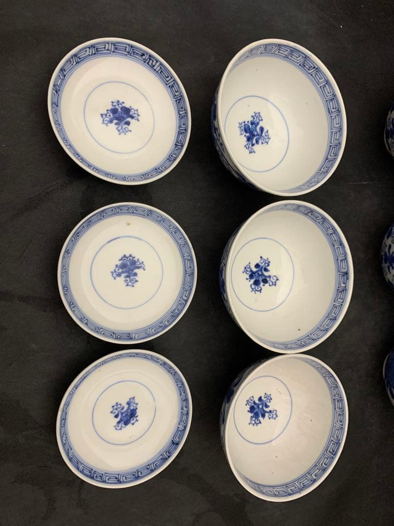 古伊万里　蓋付　飯茶碗　7客　時代　器