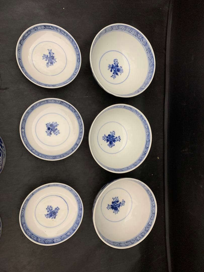 古伊万里　蓋付　飯茶碗　7客　時代　器