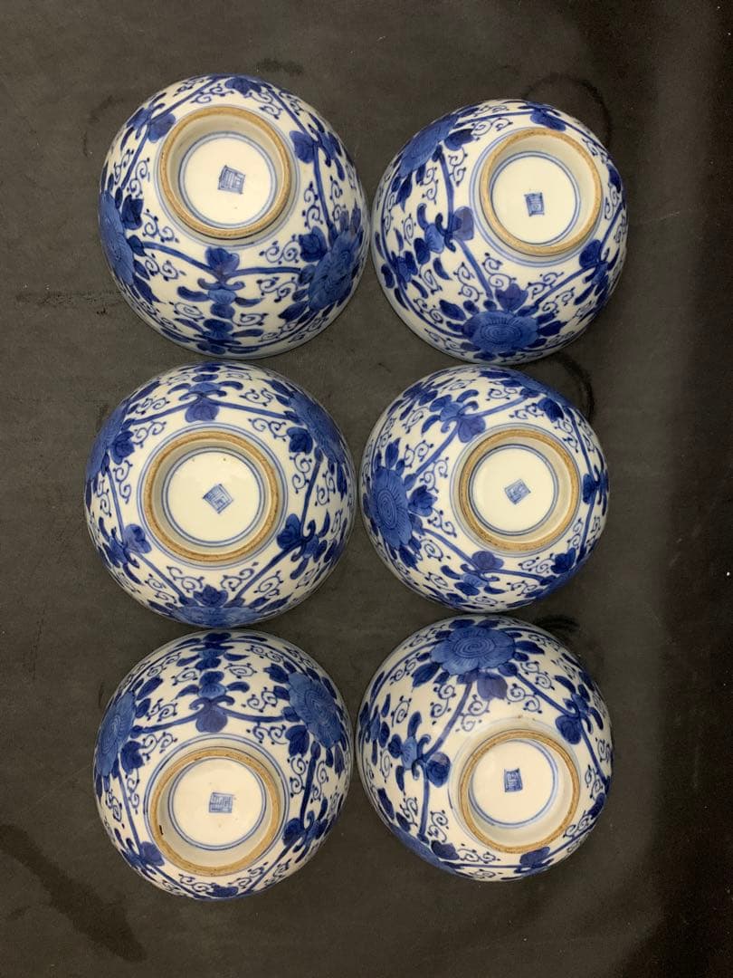 古伊万里　蓋付　飯茶碗　7客　時代　器