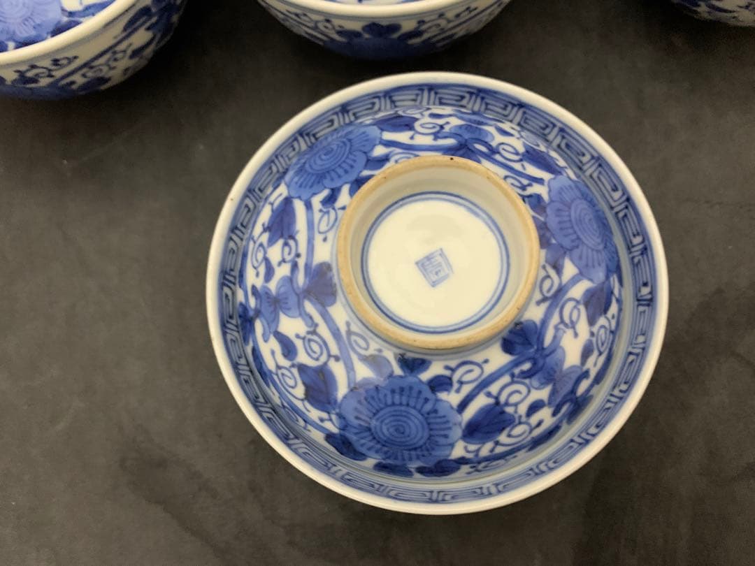 古伊万里　蓋付　飯茶碗　7客　時代　器