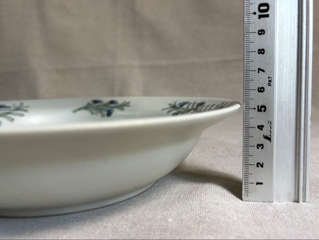 堀畑蘭　7.5寸深皿 鉄絵 ローズマリー 青