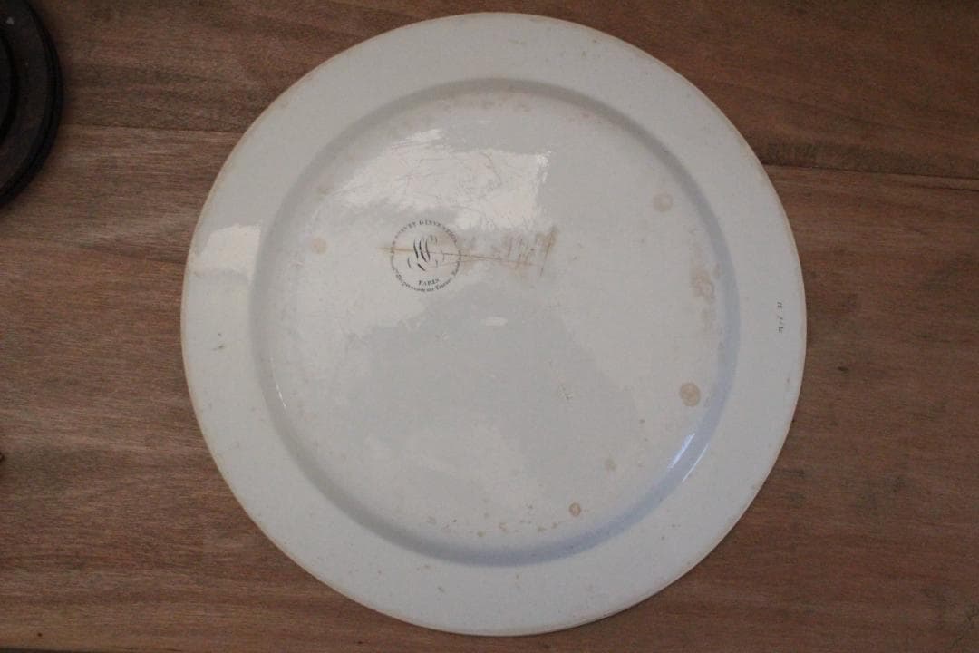 【A】【クレイユ モントロー】グリザイユプレート/フランスアンティーク