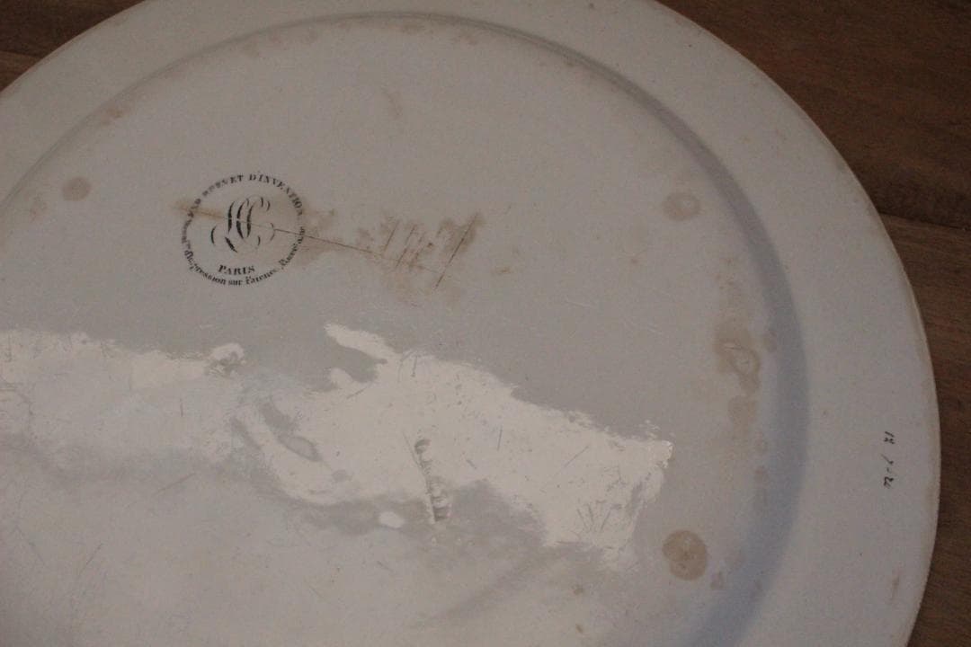 【A】【クレイユ モントロー】グリザイユプレート/フランスアンティーク