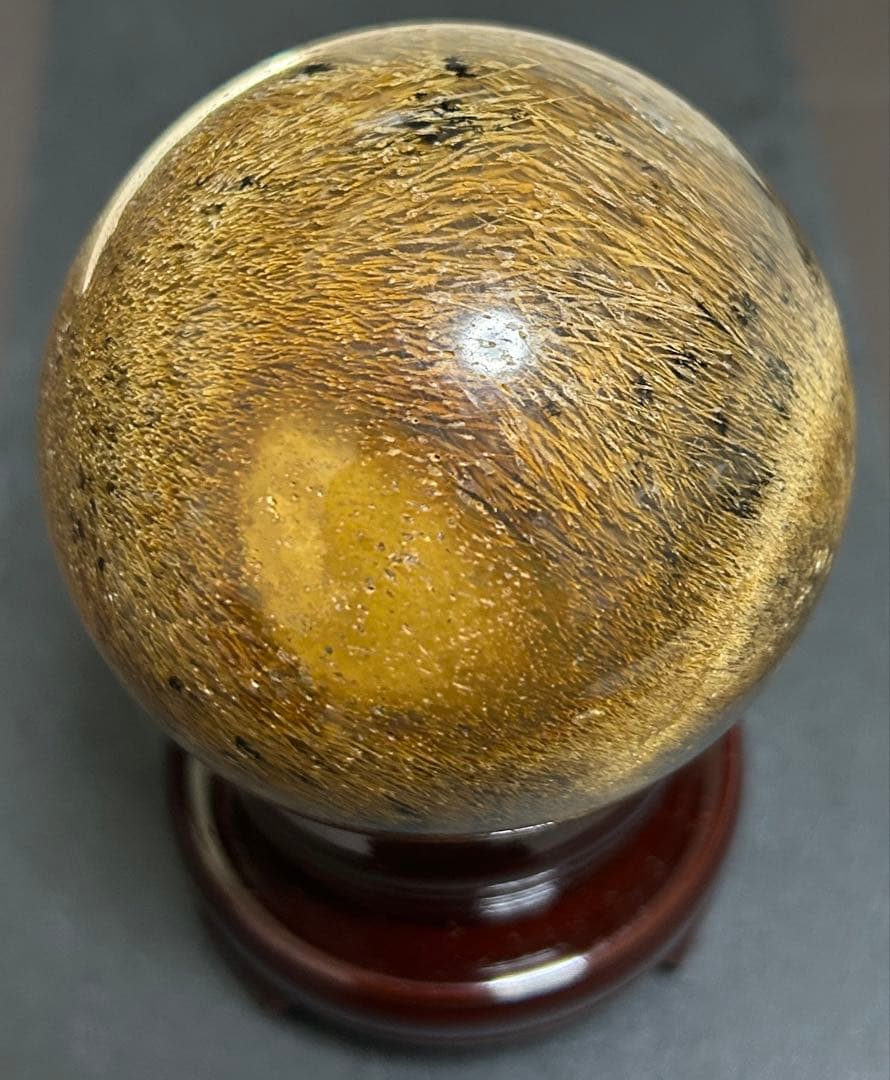 ゴールデンルチルクォーツクリスタル　丸玉　404.5g