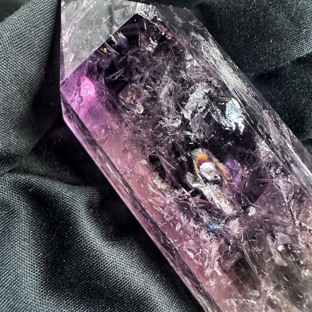 高品質❗️レインボー☆アメジスト 六角柱 パワーストーン天然石 原石A1198