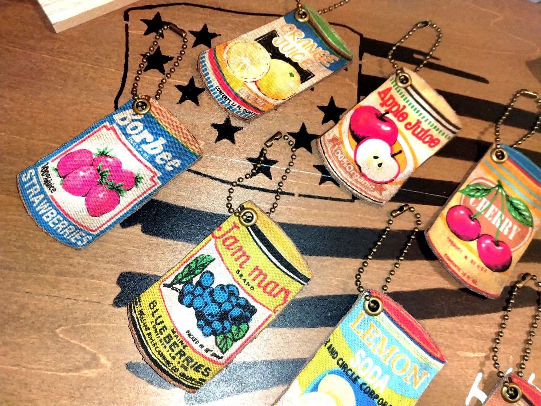 vintage風　アメリカン　缶ラベルオリジナル　革タグ８枚セット