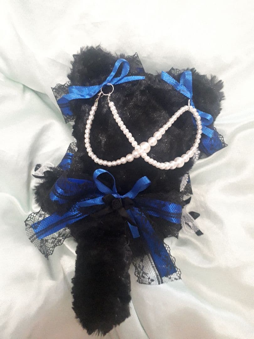 オーダー　ぬい服 ふわふわ猫耳お座りblack　にじぱぺいつぬいちびぐるみ