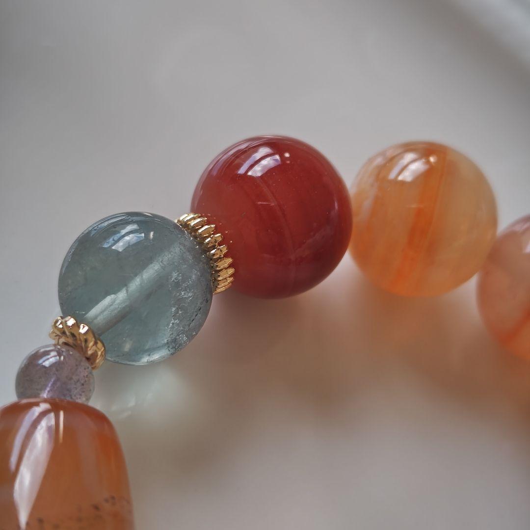 平安十字天珠、天眼ジオード、縞瑪瑙、ブルーフローライト