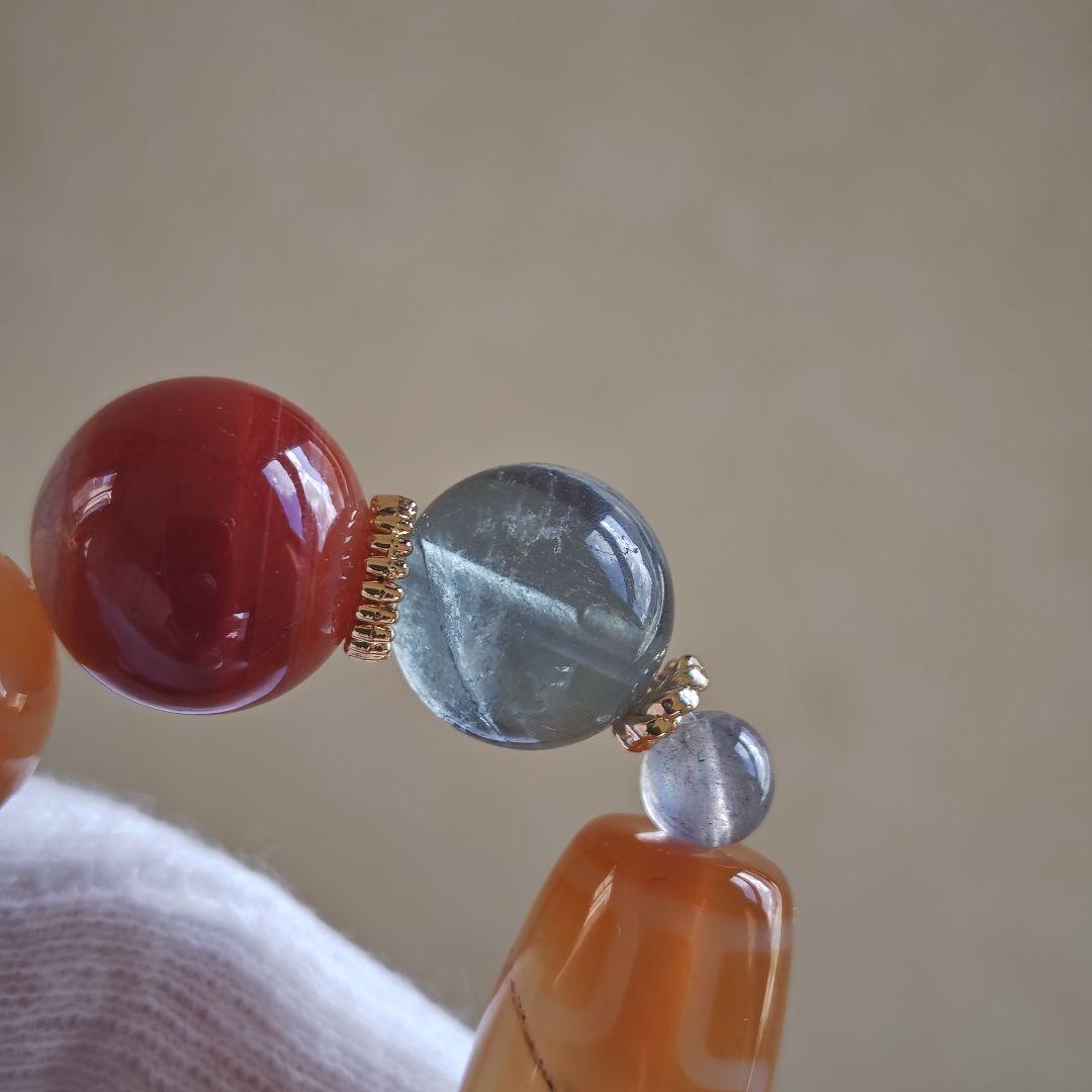 平安十字天珠、天眼ジオード、縞瑪瑙、ブルーフローライト