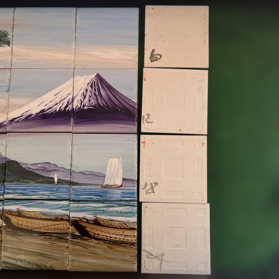 美保の松原　富士山 日本画風タイルアート