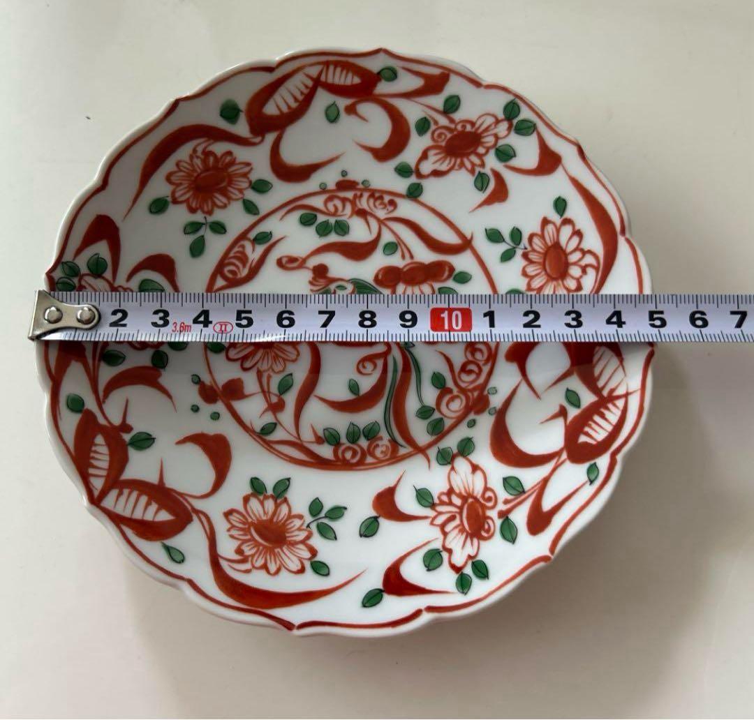 新品◆橘吉　赤絵　花鳥　銘々皿　5枚セット　15cm たち吉