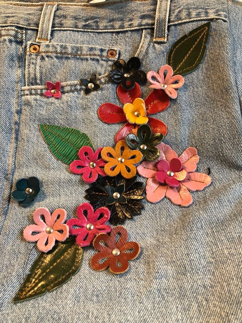 デニム　リメイク　トート　バッグ 花柄　Ｂ4 Levi's（リーバイス）