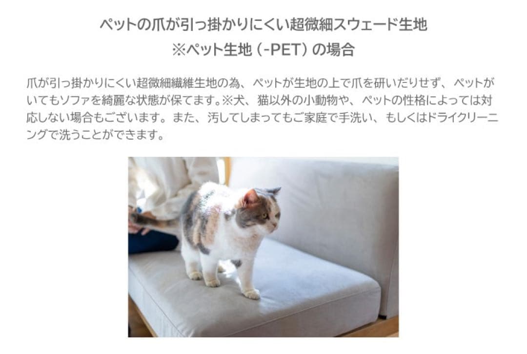 Fumi 無駄のないソファー　ペット対応生地　背もたれ、クッション付き