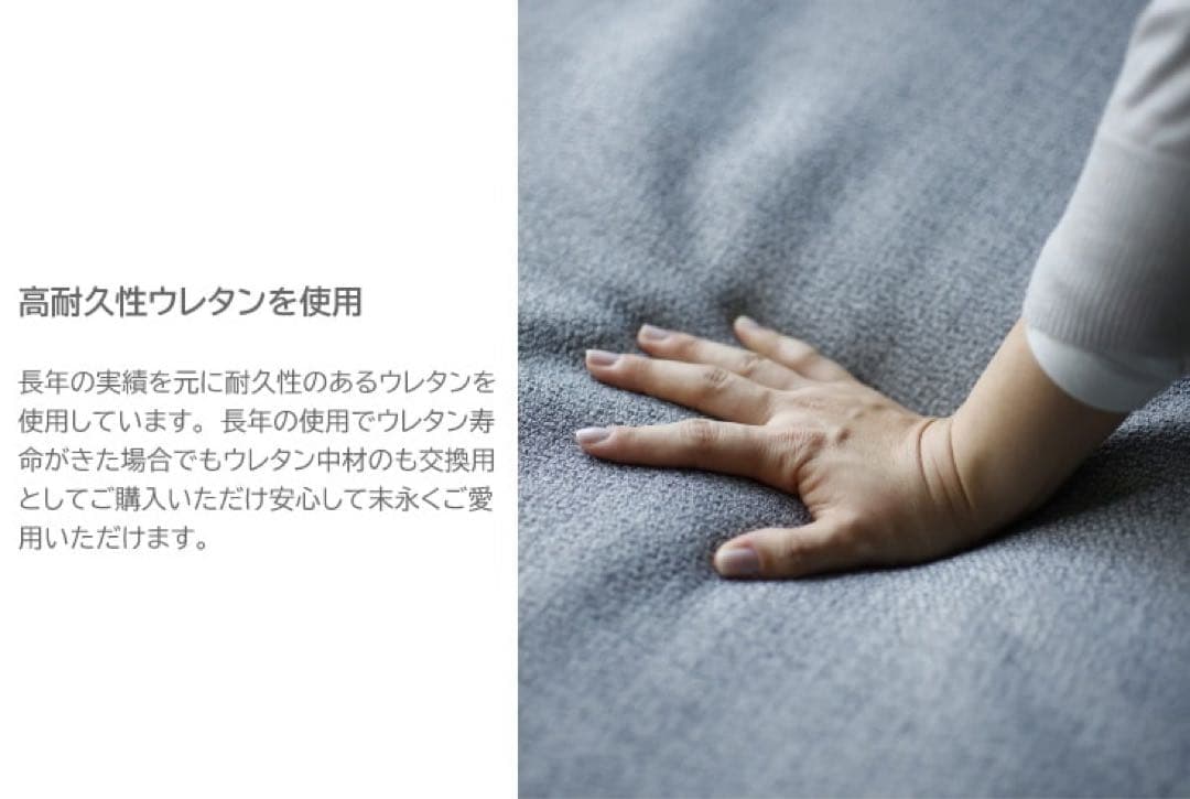 Fumi 無駄のないソファー　ペット対応生地　背もたれ、クッション付き