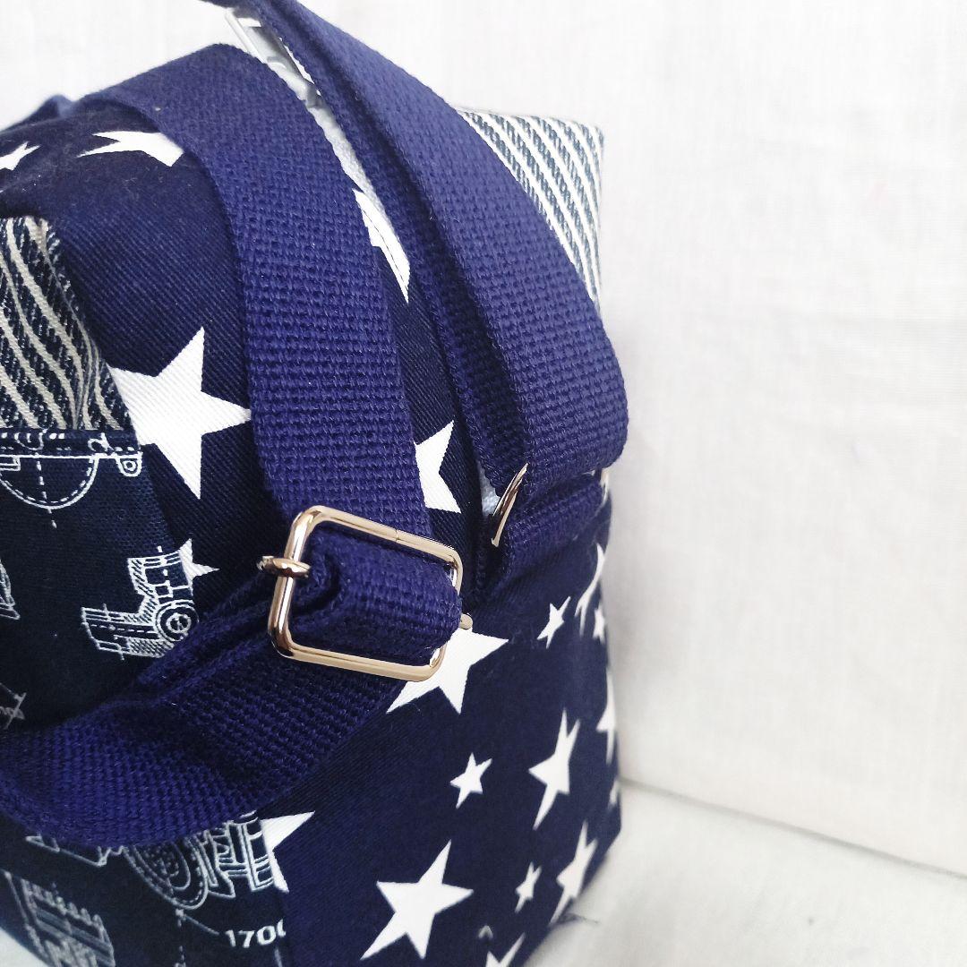 手作り☆モノトーン柄の働く車のスクエアショルダーバッグ☆Mサイズ