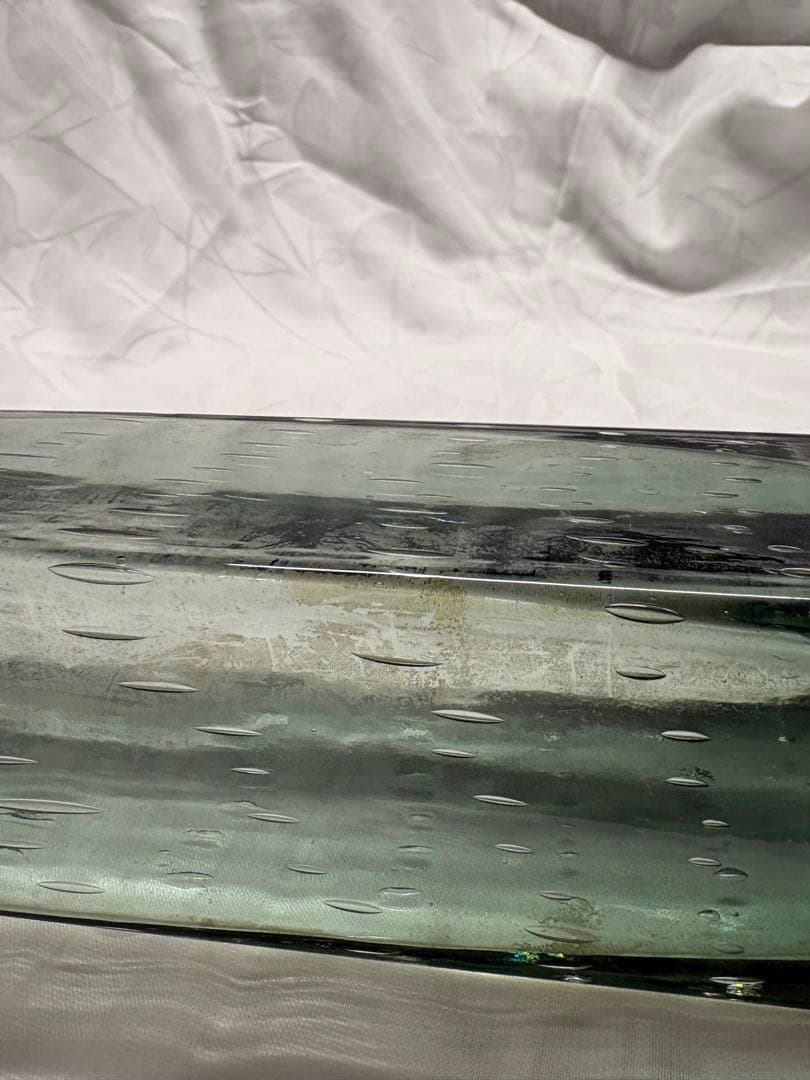 ヴィンテージ気泡入りガラス花瓶手吹ガラス ヘンリーディーン？