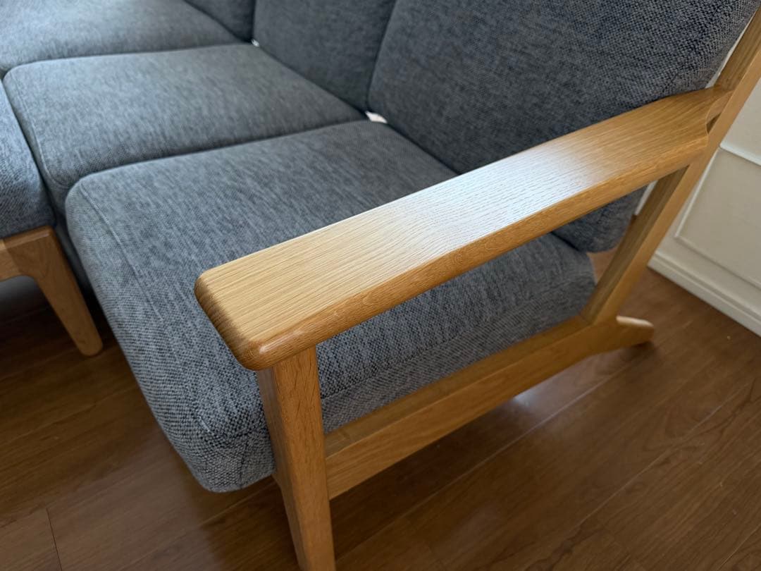 【美品】unicoソファVISKA 3シーター 北欧ナチュラル（オットマン別売）