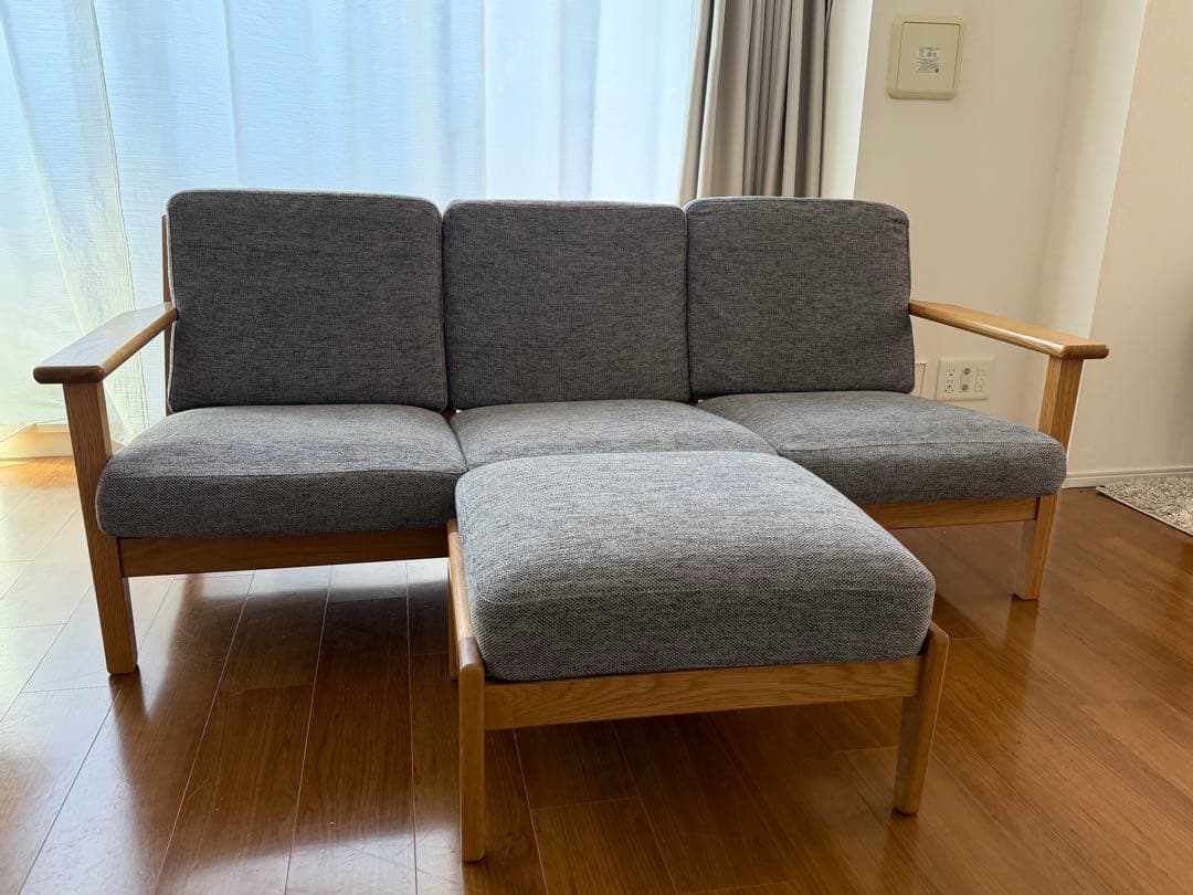 【美品】unicoソファVISKA 3シーター 北欧ナチュラル（オットマン別売）