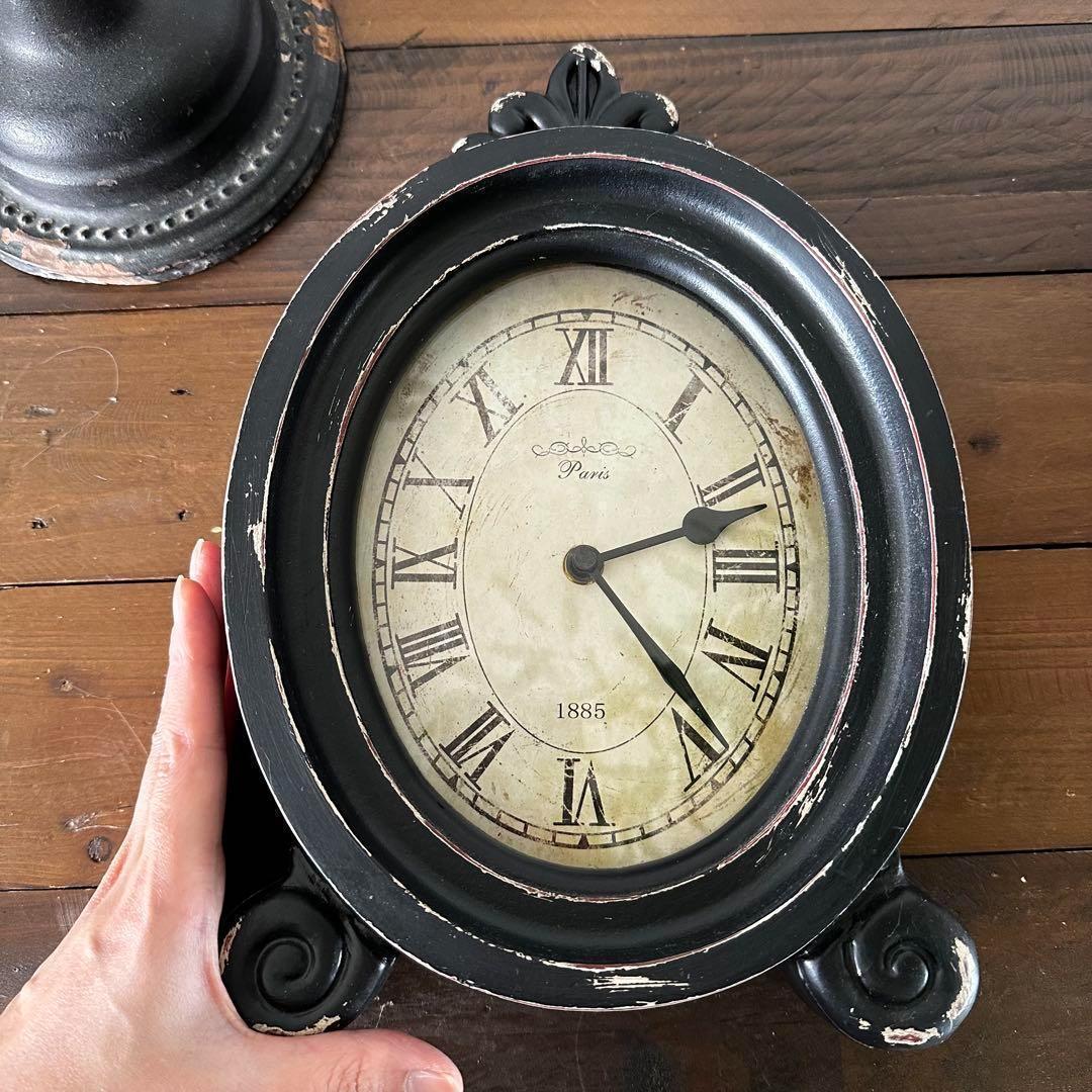 ヴィンテージ風3点セット コンポート ケーキスタンド　置時計 キャンドルスタンド