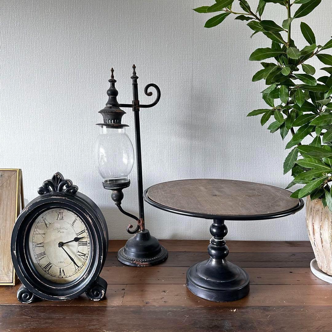 ヴィンテージ風3点セット コンポート ケーキスタンド　置時計 キャンドルスタンド