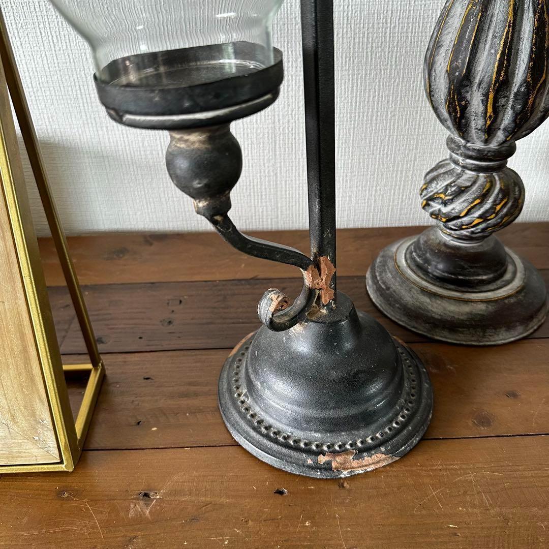 ヴィンテージ風3点セット コンポート ケーキスタンド　置時計 キャンドルスタンド